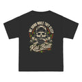 Back of We Grind While They Sleep black workwear t-shirt with graphic by Kai Built Co