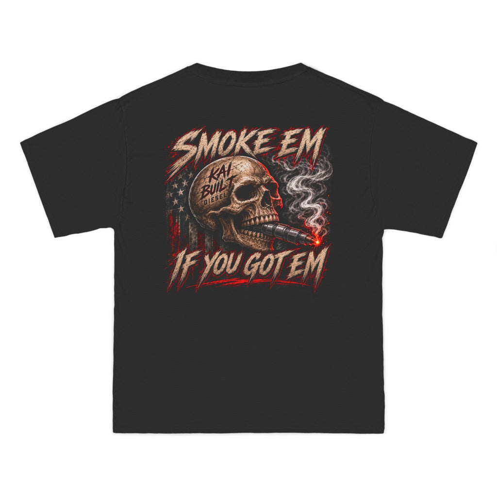 Back of Smoke 'Em If You Got 'Em black diesel truck t-shirt by Kai Built Co